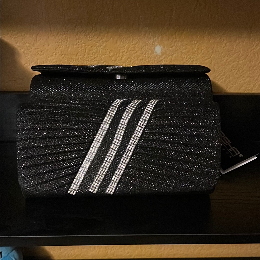 Stylish Black Clutch with Sparkling Details